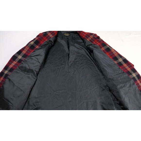 Vintage Requirements Plaid Wool Blend Dark Red and Navy Blue Jacket  Size 8 - Picture 6 of 15